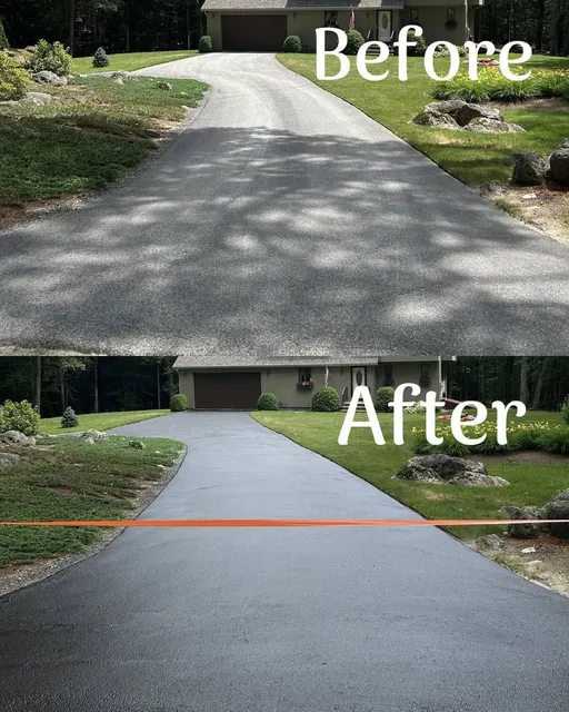 Before and after driveway sealcoating