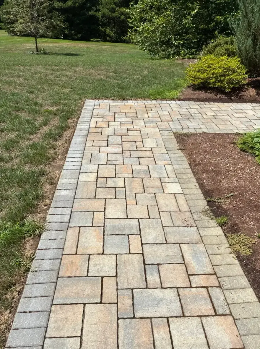 After Irrigation Rust Stain Removal from a Paver Walkway in Worcester County, MA — Pro Pressure Washing