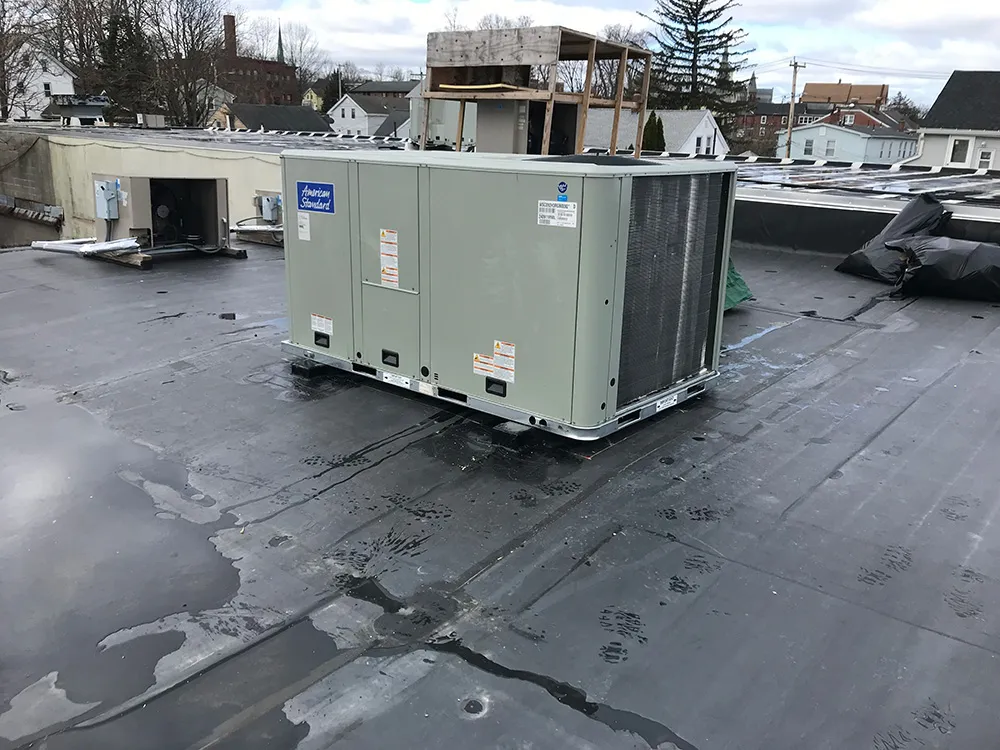 Rooftop HVAC placement at a grocery store in Chicopee