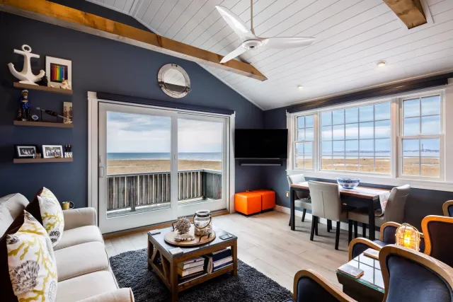 Navy ocean-themed Cape Cod home interior