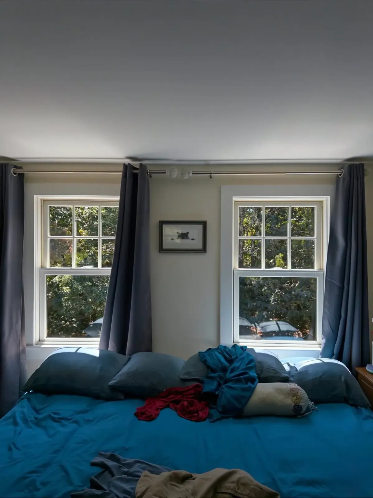 After photo of clean double window in a bedroom