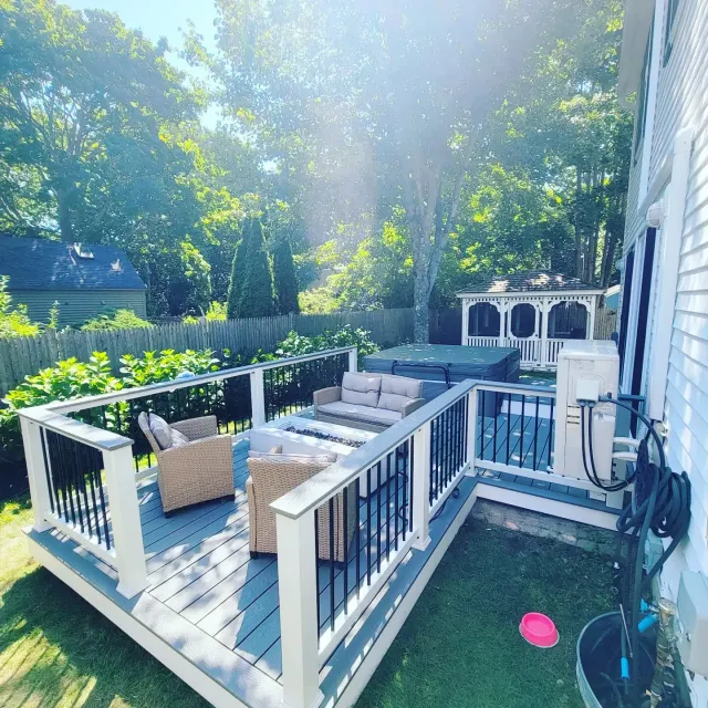 Wrap around deck for hot tub