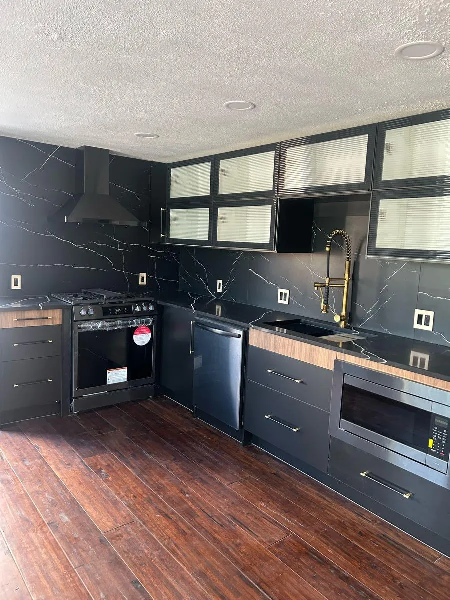 Finished kitchen with new sink and faucet