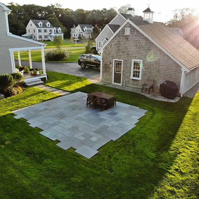 Bluestone patio install with stepping stone path and granite steps.
Great project, working with Sean and Amanda.  We met in the spring and scheduled the work for mid summer and had it done for Labor Day.  Sometimes schedules get delayed due to any nu