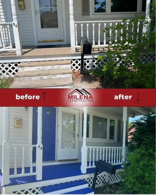 Before and after: front porch repaint and restoration in Nashua, NH