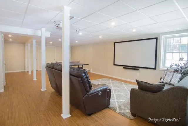 A Gorgeous Basement Bar and Theater in Littleton, MA