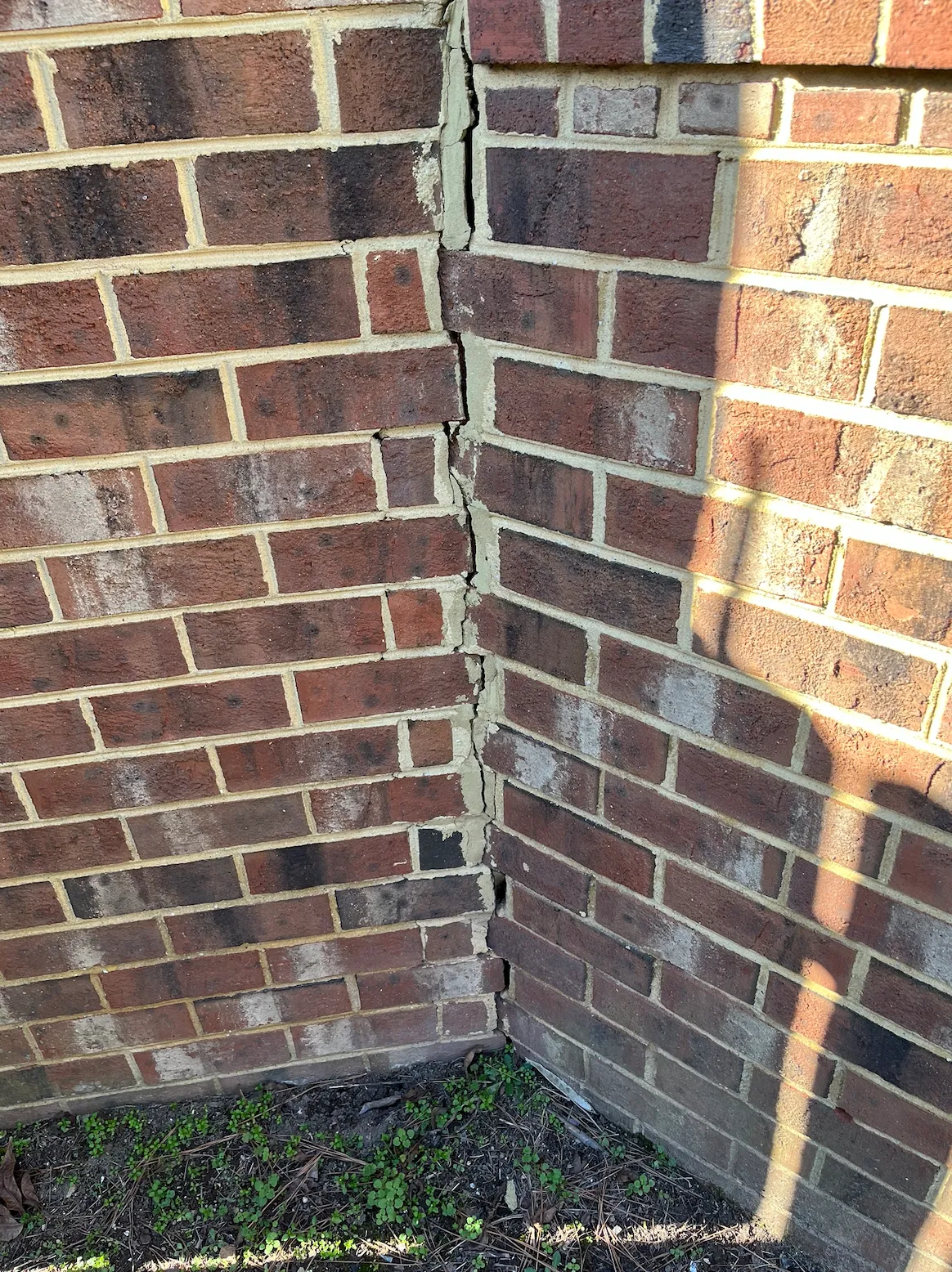 Cracked foundation showing signs of structural damage
