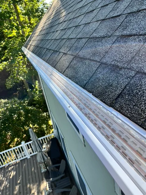 Close-up of MasterShield 316 stainless steel micromesh gutter guard