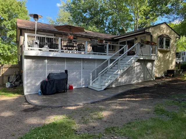 Completed Bellingham patio and walkway during the Bellingham Massachusetts patio project