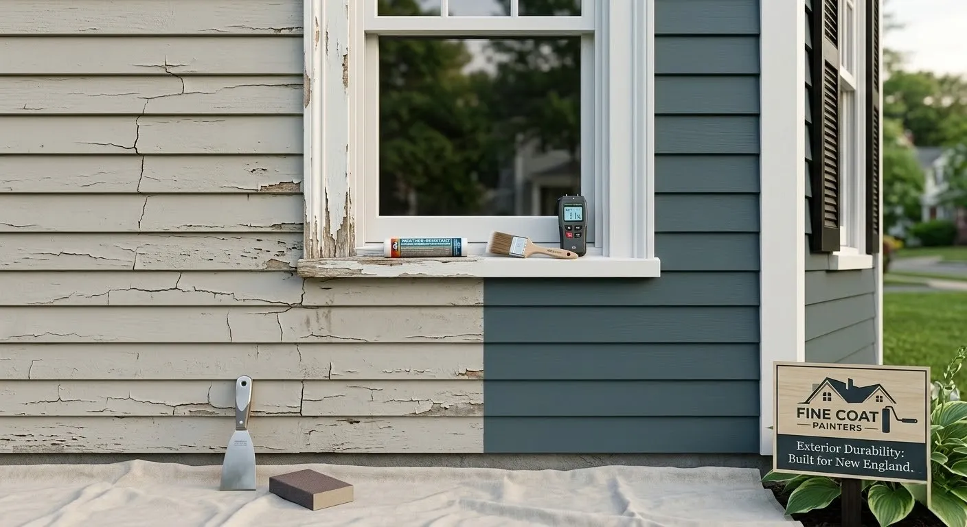 Painting gallery Burlington MA — exterior home before and after