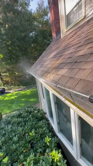 After gutter cleaning with the debris removed and the channel rinsed clear