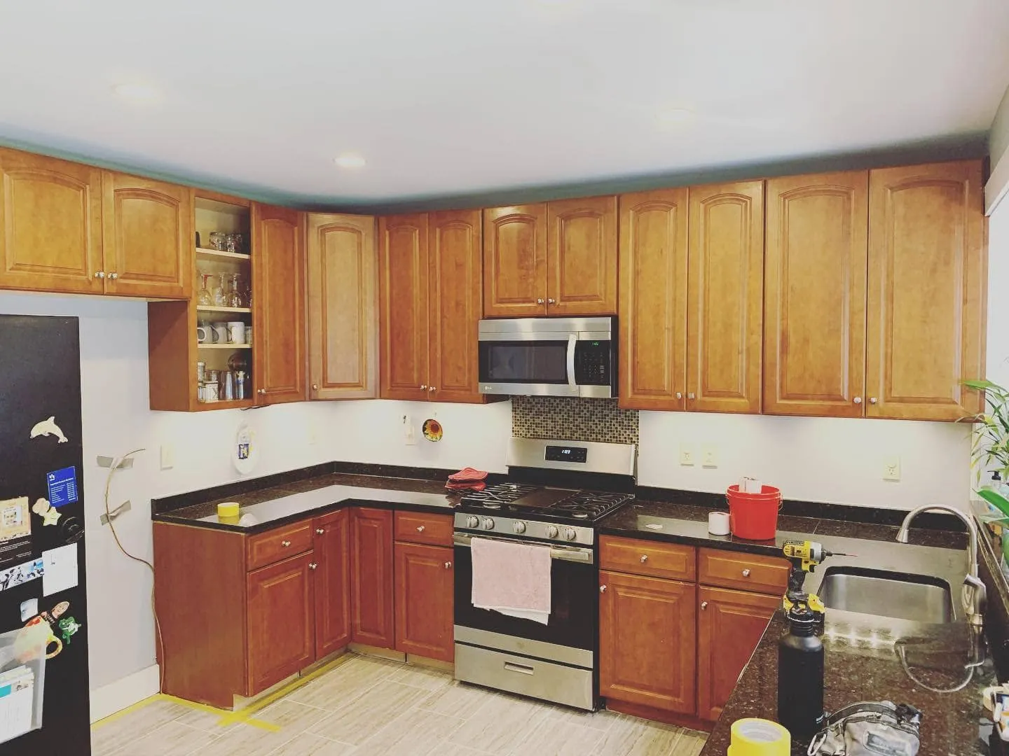 Kitchen cabinets before refinishing