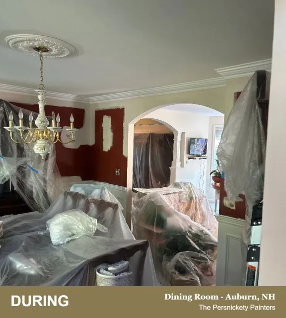 Dining Room during painting, Auburn, NH - The Persnickety Painters
