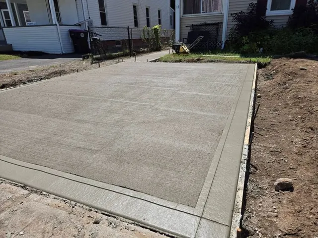 Hand-finished concrete surface