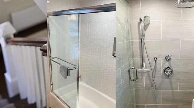 Bathroom remodel — glass shower enclosure