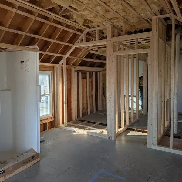 New home construction framing and exterior