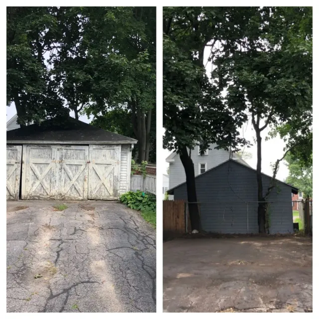 Before and after of a garage removal