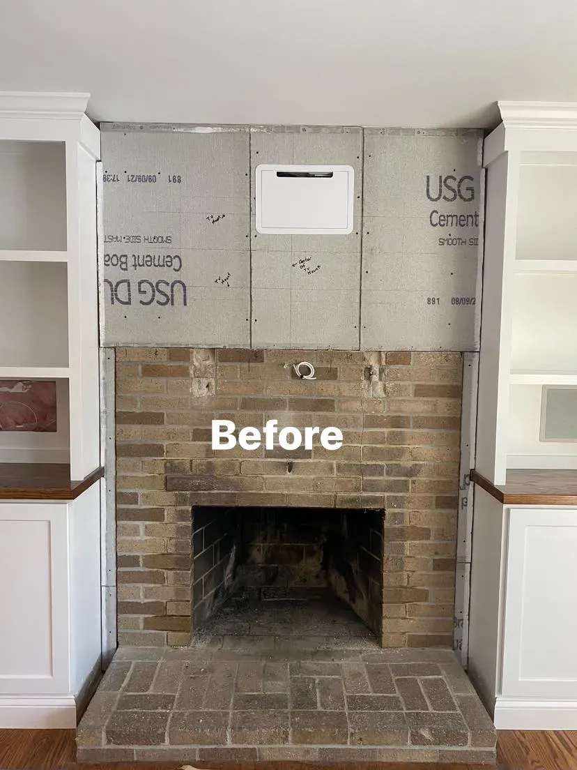 Before Modern Fireplace | Worcester, MA | Craftsman Masonry and Restoration