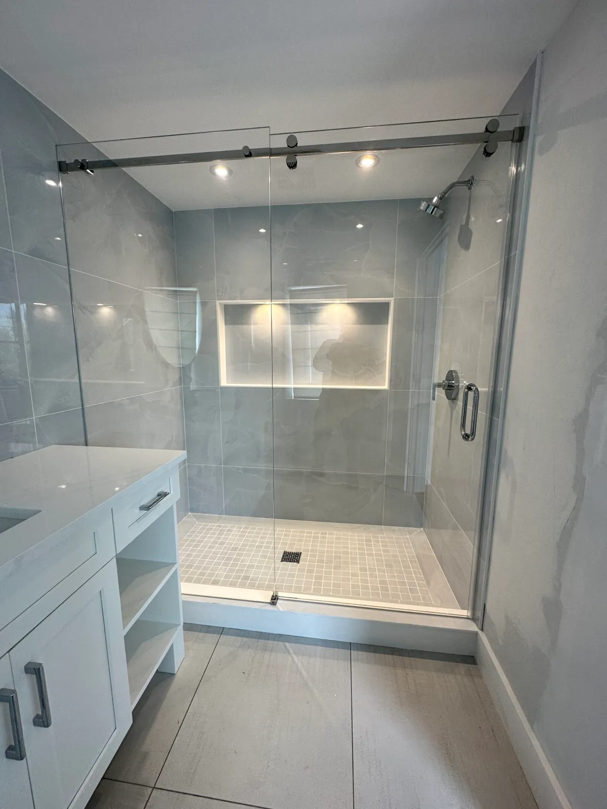 Premium Frameless Single Sliding Door with 3/8" Glass.