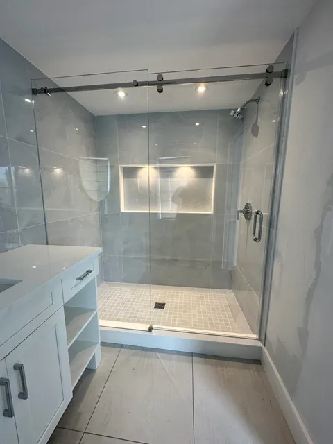 Premium Frameless Single Sliding Door with 3/8" Glass.