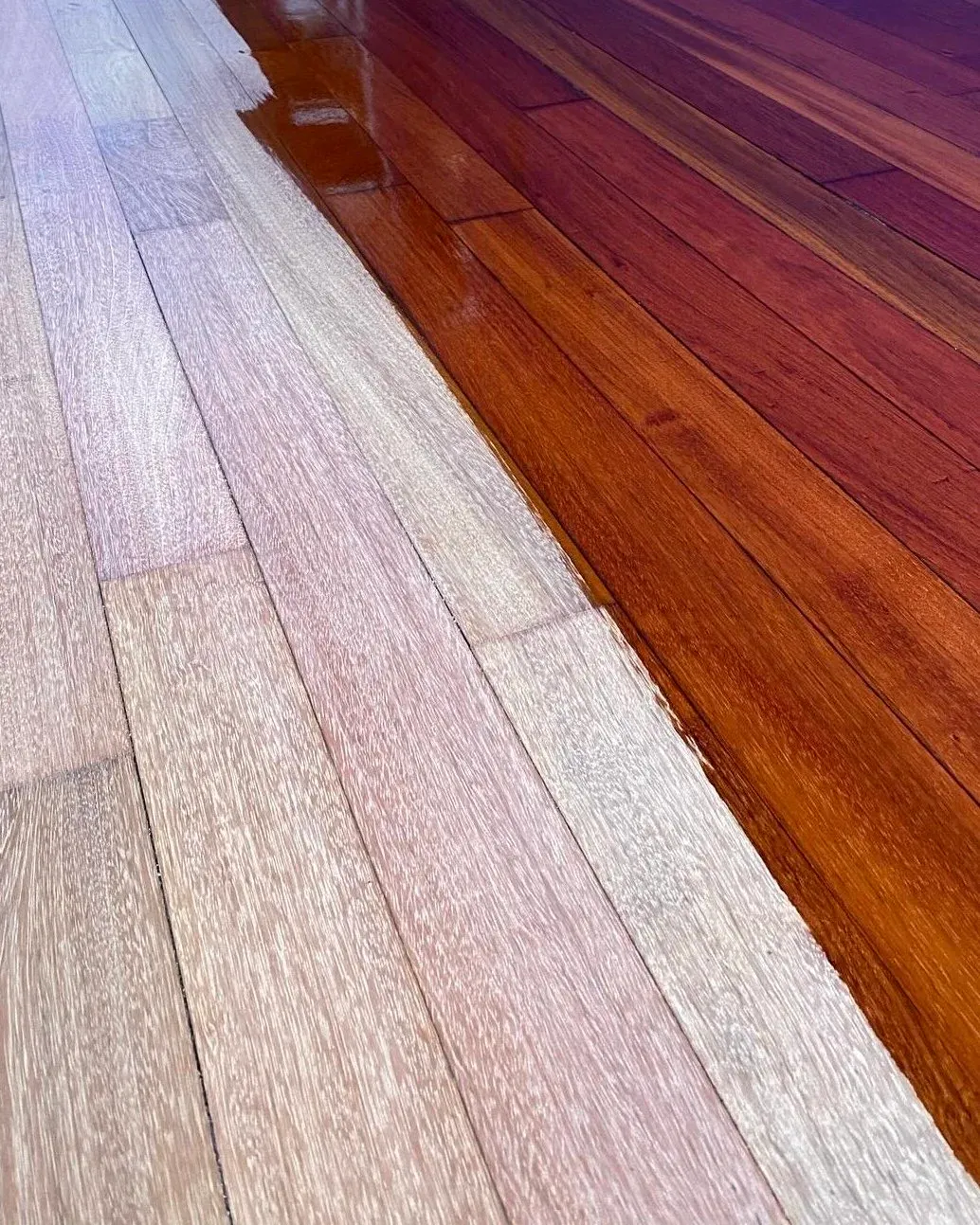 Sanded vs. finished boards side by side