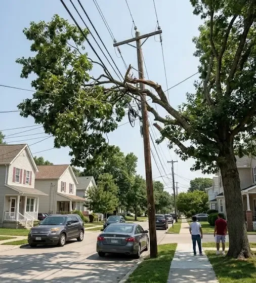 Before leaning maple near power lines Massachusetts