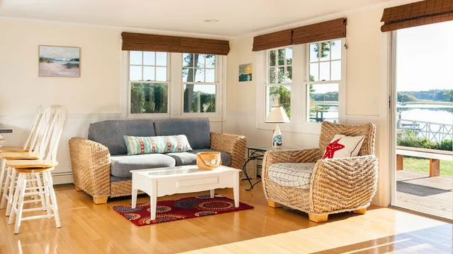 living room with water view