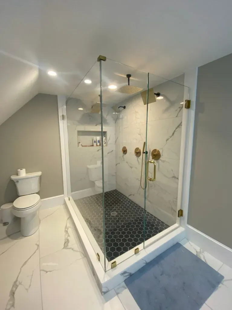 Custom frameless shower door installation