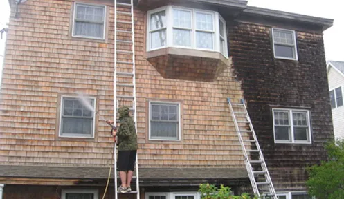 Pressure washing shingles