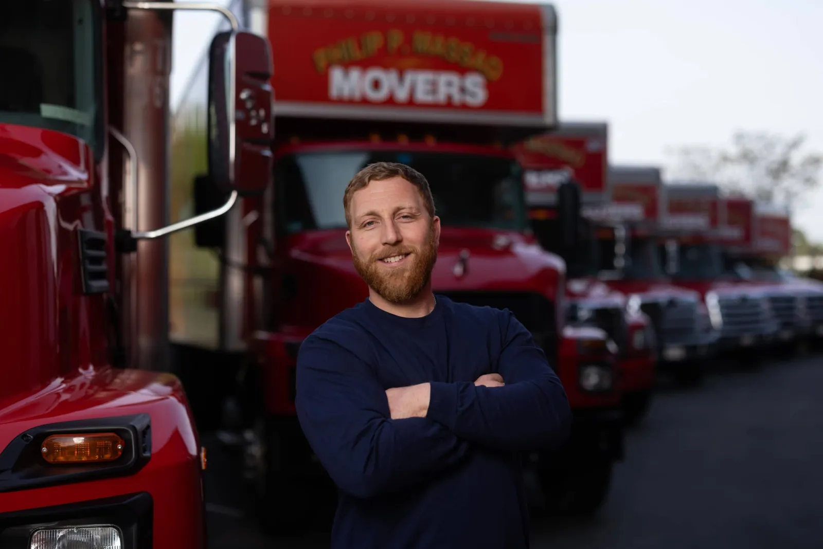Our mover in front of trucks