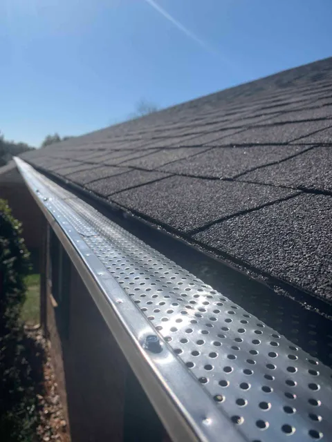 gutter guards on a roof.