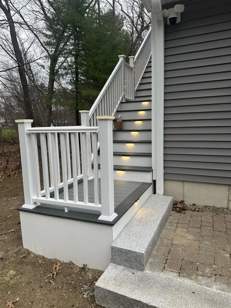 Landing and stair rail detail with step lights