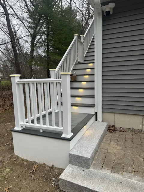 Landing and stair rail detail with step lights