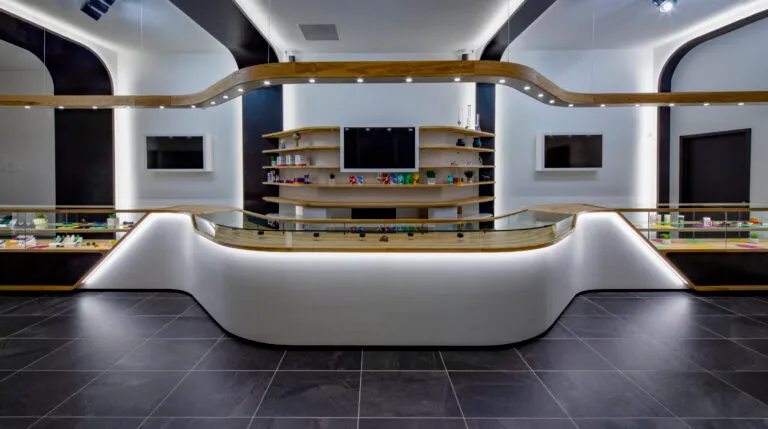 Direct shot of the main sales counter.