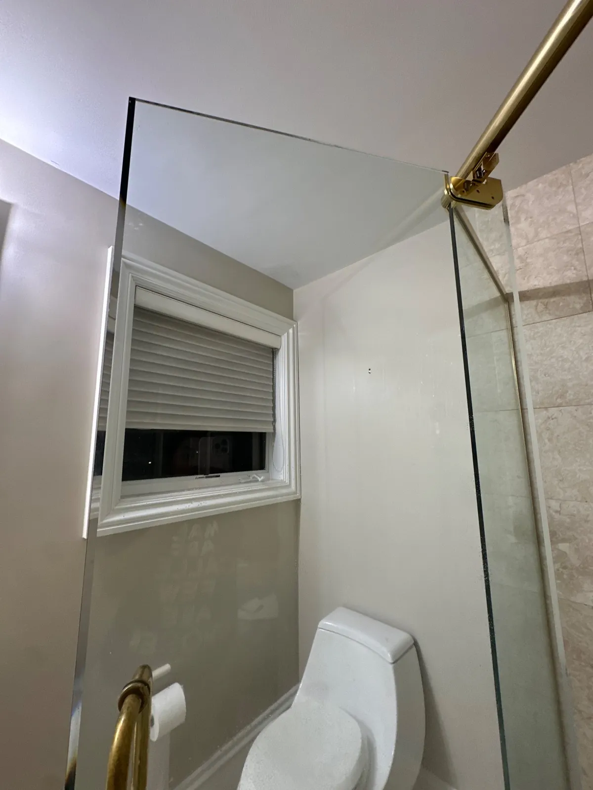 Bathroom toilet area after cleaning