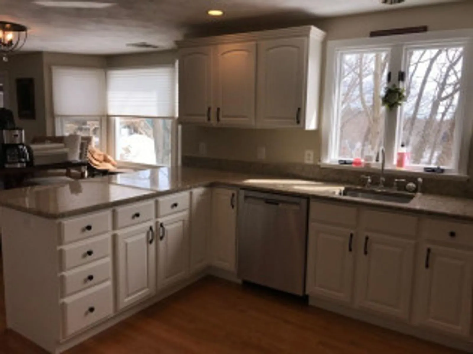 Repainted kitchen cabinets and trim