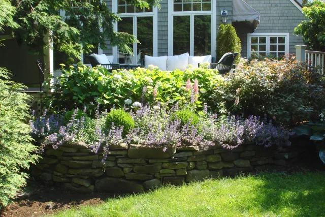 Stonewall With Flower Garden