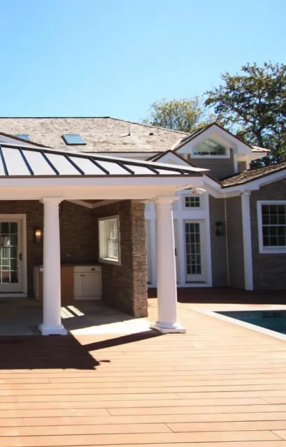 Rooftop cedar-shake deck with skylights and ocean views