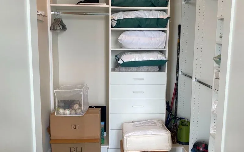 Closet with moving boxes ready for move-out cleaning