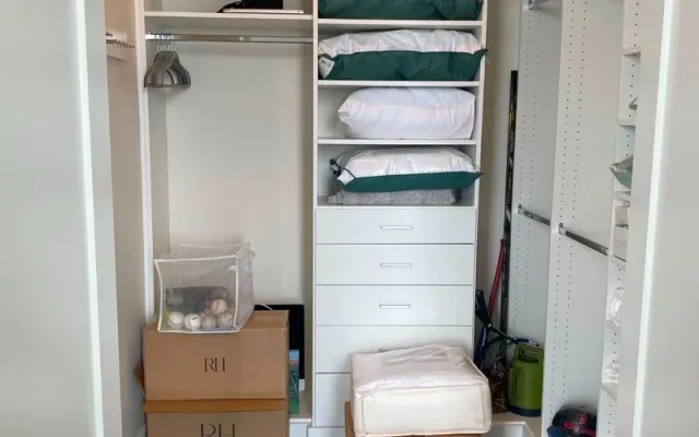 Closet with moving boxes ready for move-out cleaning