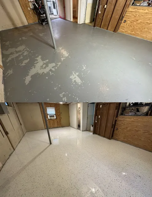 Partial Flaked Floor - Orbit Blue Flakes - Basement