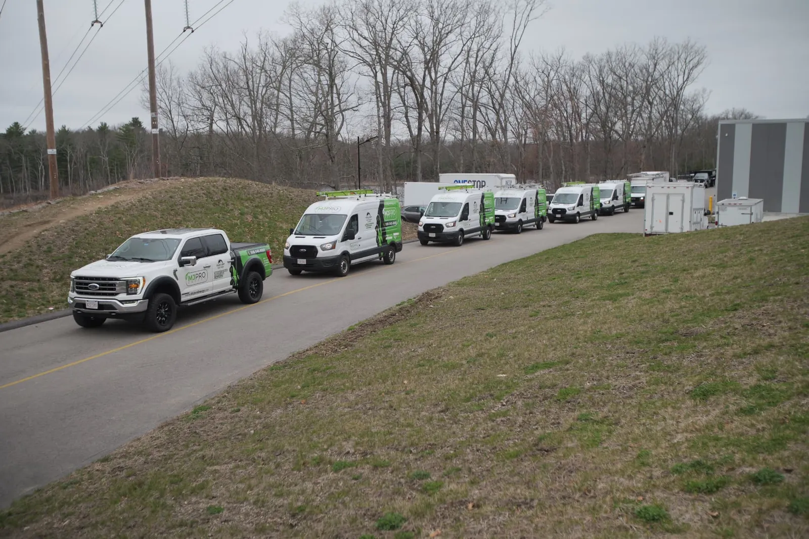MJ Pro Energy truck and van fleet lined up