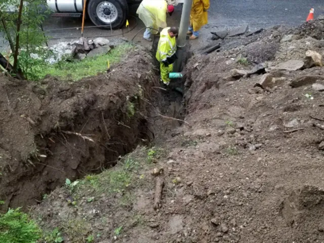 Excavation for a drainage line repair