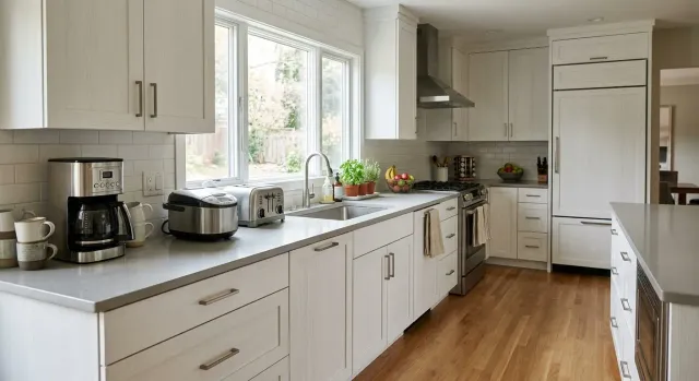 Bright, freshly cleaned kitchen by Aurabela Cleaning
