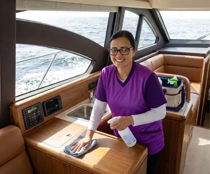 Boat cleaning by Deise’s House Cleaning Service as part of House Cleaning Services in Massachusetts