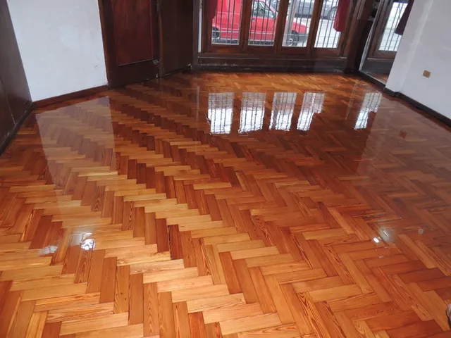 Refinished hardwood parquet floor