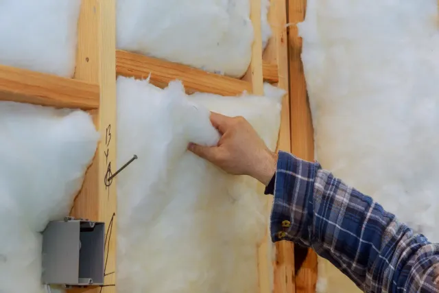Acoustic soundproofing insulation installed in a Connecticut basement wall