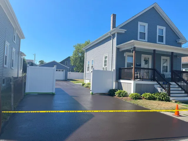 Newly sealed residential driveway