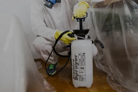 Exterminator in work wear spraying pesticide with sprayer. .jpg
