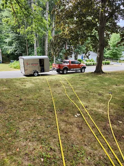 ACE Soft Wash truck and trailer on the job
